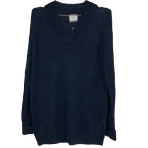 NWT Silver Icing Vera Moda Denim V- Neck Knitted Navy Blue Sweater Size S